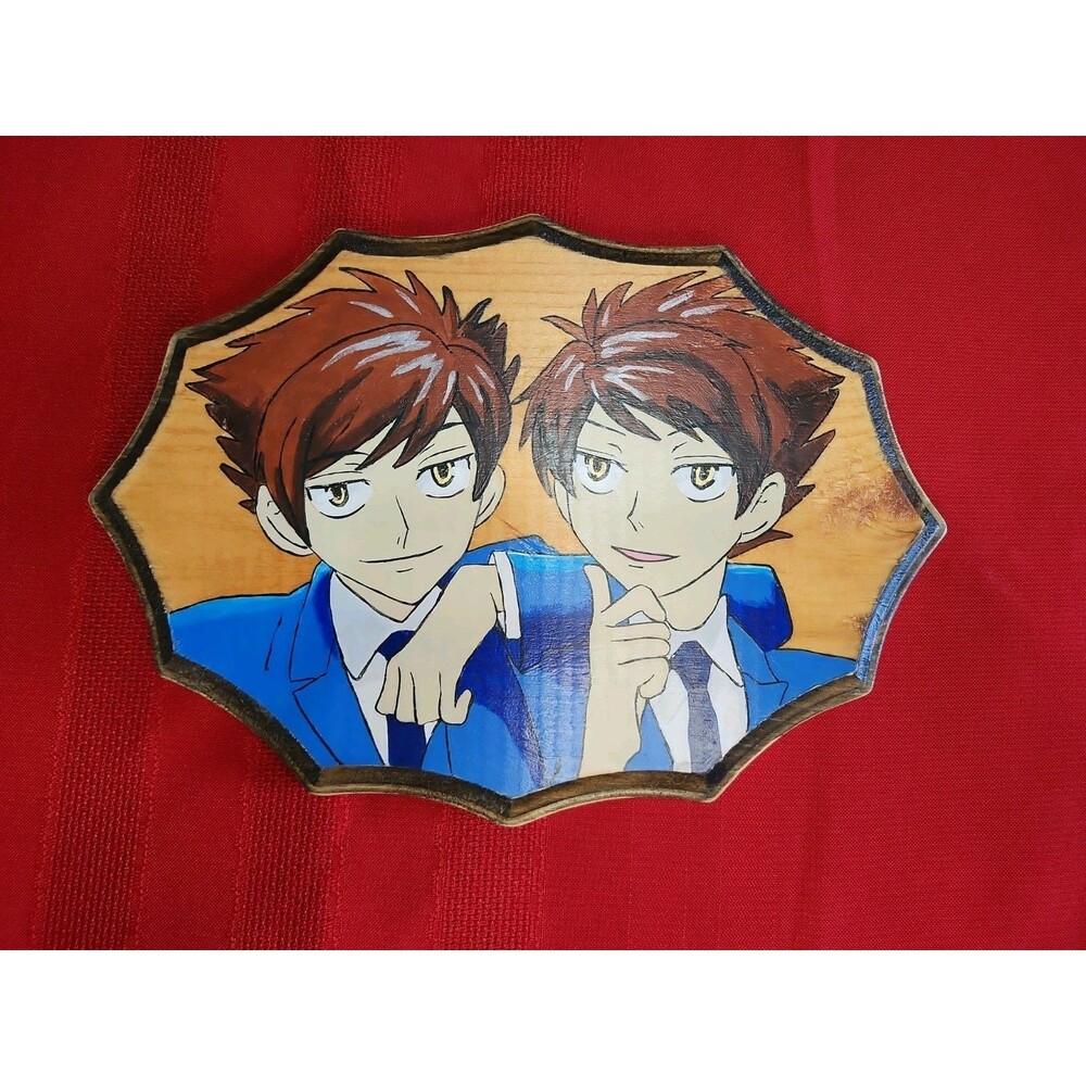Hand Painted Ouran High School Host Club Hikaru Kaoru Wood Plaque Anime Decor